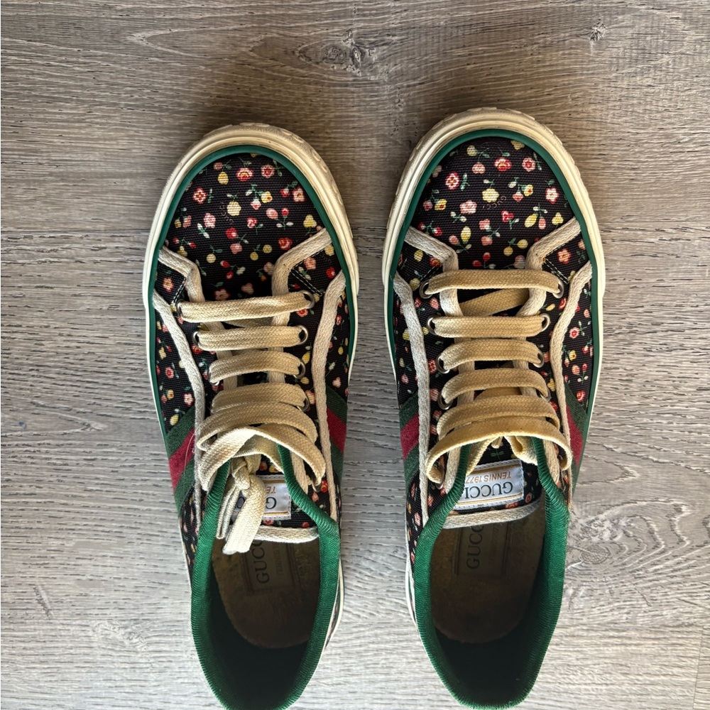 Gucci Floral Sneakers - Black, Green, Red